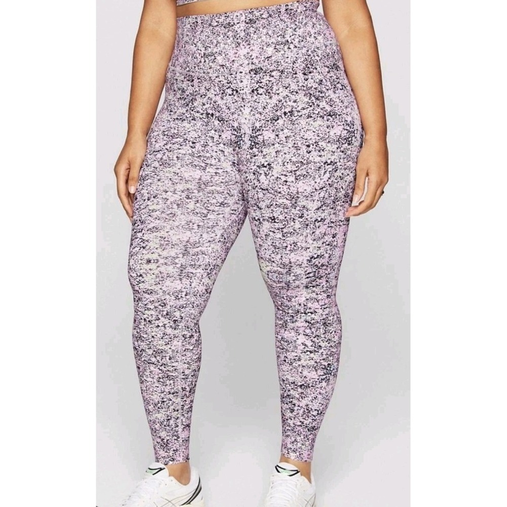 Fabletics Sleek Seamless High Waisted Legging‎ Cosmic Splatter 2X Black Top 3X